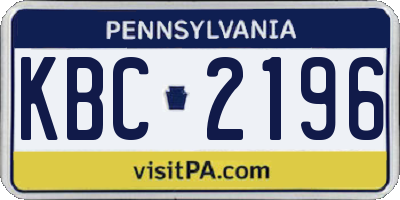 PA license plate KBC2196