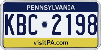 PA license plate KBC2198