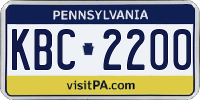 PA license plate KBC2200
