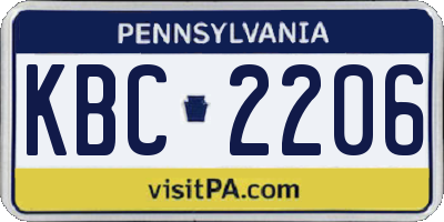 PA license plate KBC2206