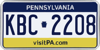 PA license plate KBC2208