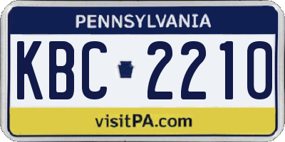 PA license plate KBC2210