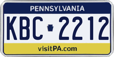 PA license plate KBC2212