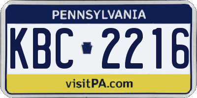 PA license plate KBC2216