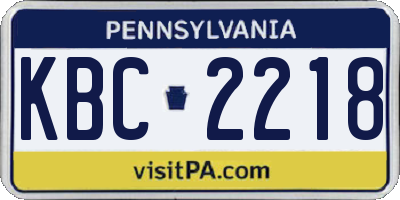 PA license plate KBC2218