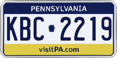 PA license plate KBC2219