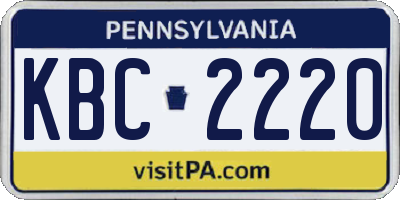 PA license plate KBC2220