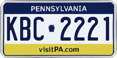 PA license plate KBC2221