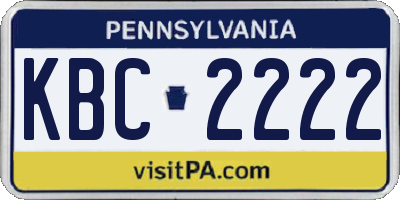 PA license plate KBC2222