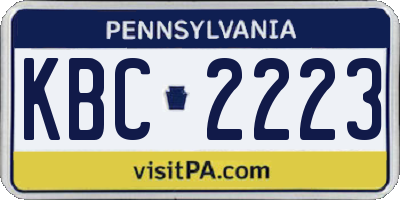 PA license plate KBC2223