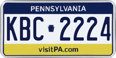 PA license plate KBC2224
