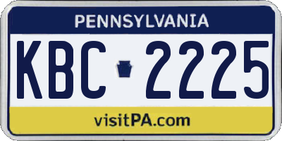 PA license plate KBC2225