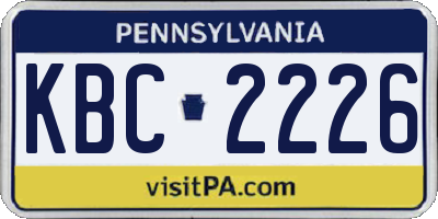 PA license plate KBC2226