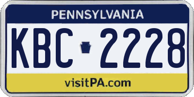 PA license plate KBC2228