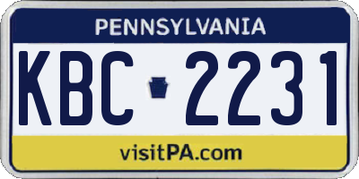 PA license plate KBC2231
