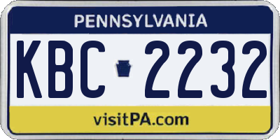 PA license plate KBC2232