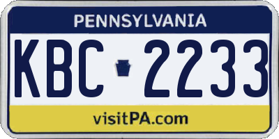 PA license plate KBC2233