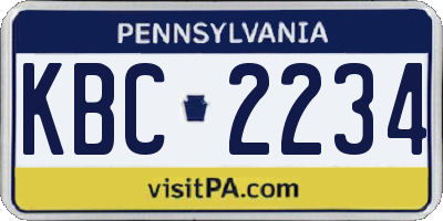 PA license plate KBC2234