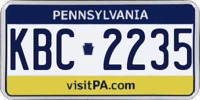 PA license plate KBC2235