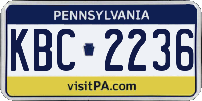 PA license plate KBC2236