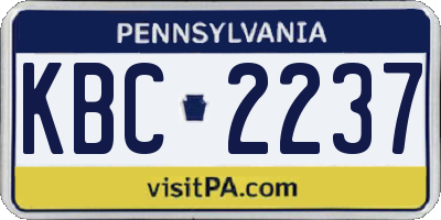 PA license plate KBC2237