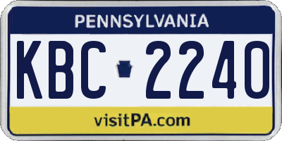 PA license plate KBC2240