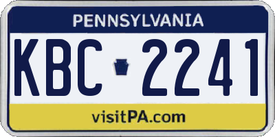 PA license plate KBC2241