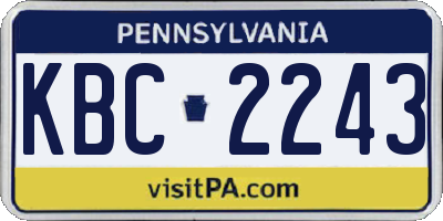 PA license plate KBC2243