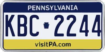PA license plate KBC2244