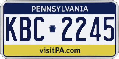 PA license plate KBC2245