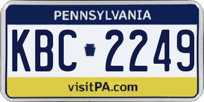PA license plate KBC2249