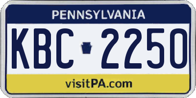 PA license plate KBC2250