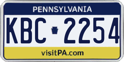 PA license plate KBC2254