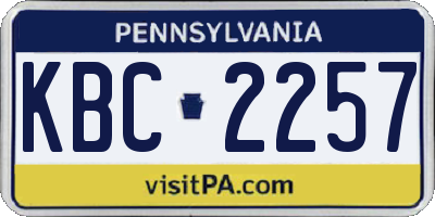 PA license plate KBC2257