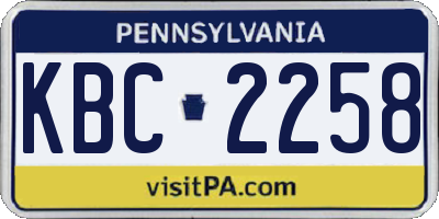 PA license plate KBC2258