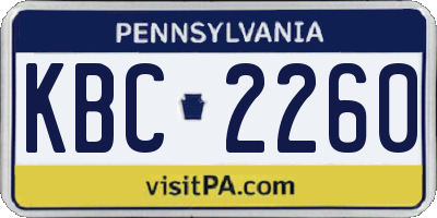 PA license plate KBC2260