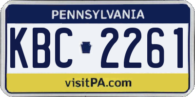 PA license plate KBC2261