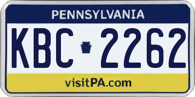 PA license plate KBC2262