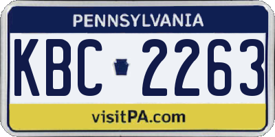 PA license plate KBC2263