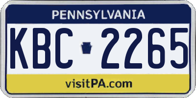 PA license plate KBC2265