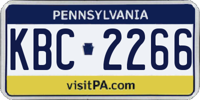 PA license plate KBC2266