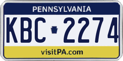 PA license plate KBC2274