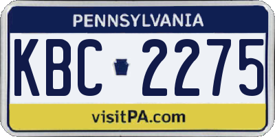 PA license plate KBC2275