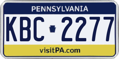 PA license plate KBC2277