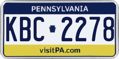 PA license plate KBC2278