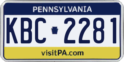 PA license plate KBC2281