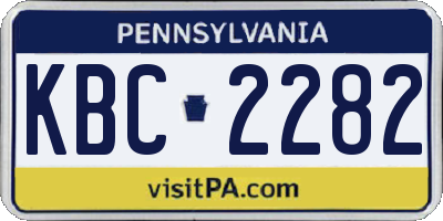 PA license plate KBC2282