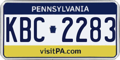 PA license plate KBC2283