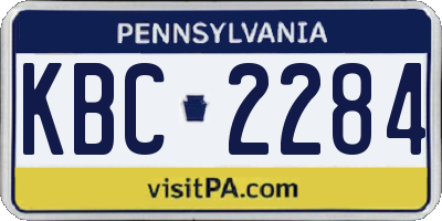 PA license plate KBC2284