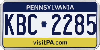 PA license plate KBC2285